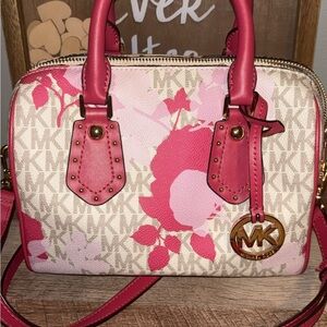 Michael Kors Pink and Cream Floral Satchel